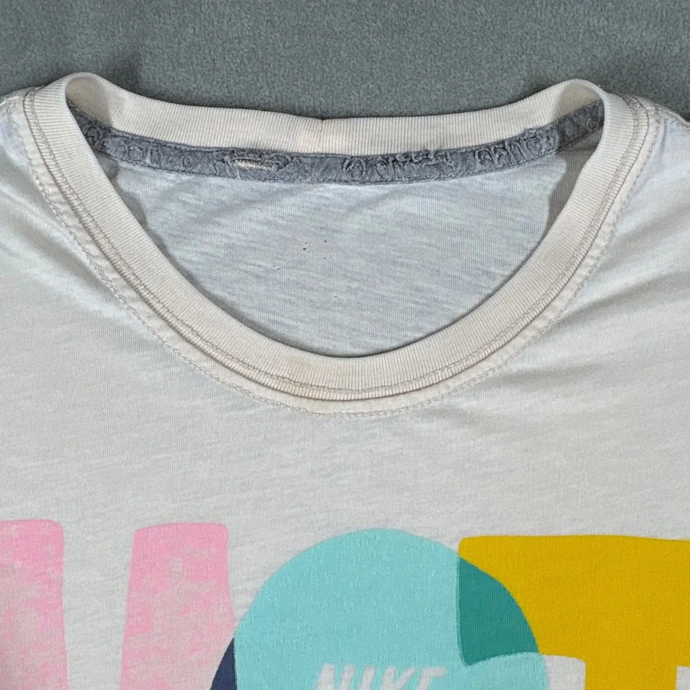 Nike Hot Air Graphic T-Shirt Mens XL Cream Multi Color Short Sleeve Swoosh